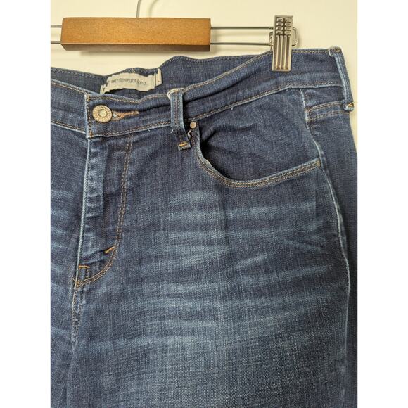 LEVI'S 505 Women's Straight Leg Dark Blue Jeans Size 14M Stretch - Picture 5 of 15